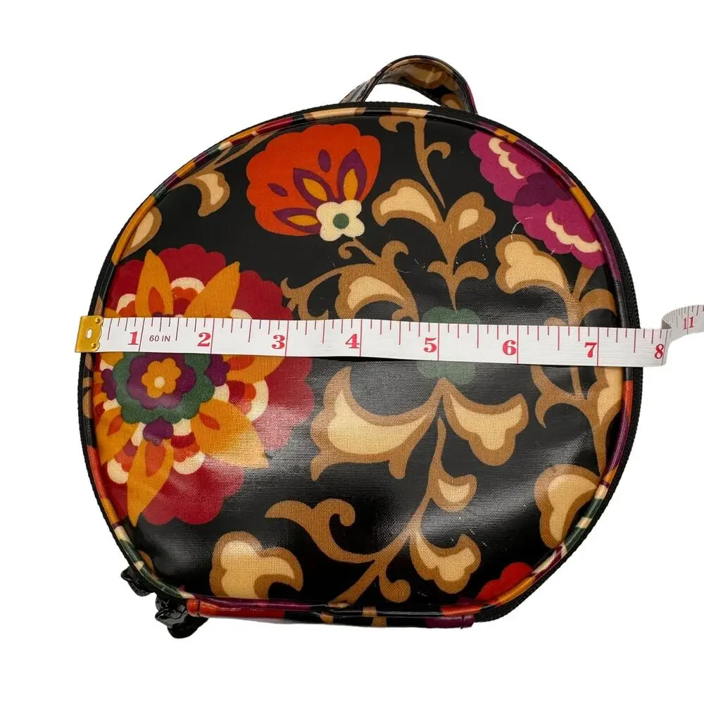 Vera Bradley Cosmetic Makeup Case Suzani Hatbox Travel Floral Black Pink NEW